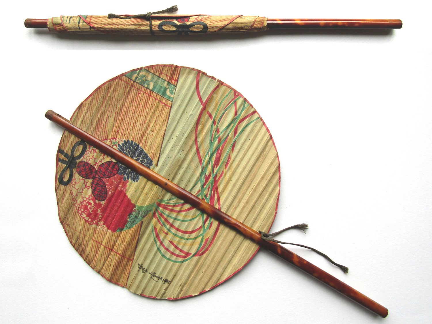 Rare 19th Century Maki Uchiwa Japanese Roll Up Fan