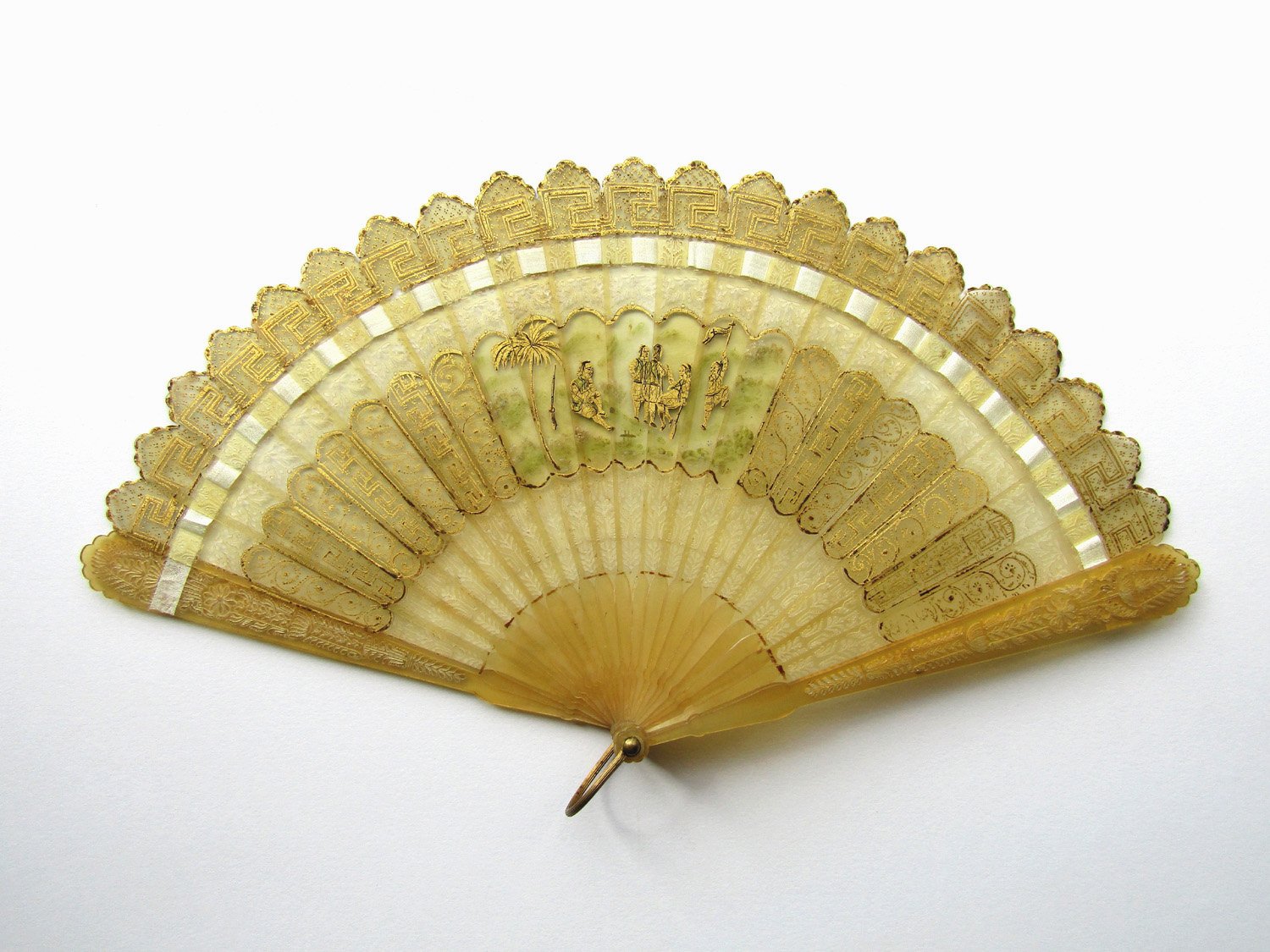 Painted Jane Austen Era Horn Brise Fan