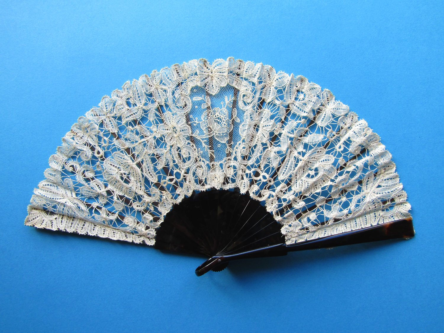 Duvelleroy Handmade Belgian Lace Tortoiseshell Fan