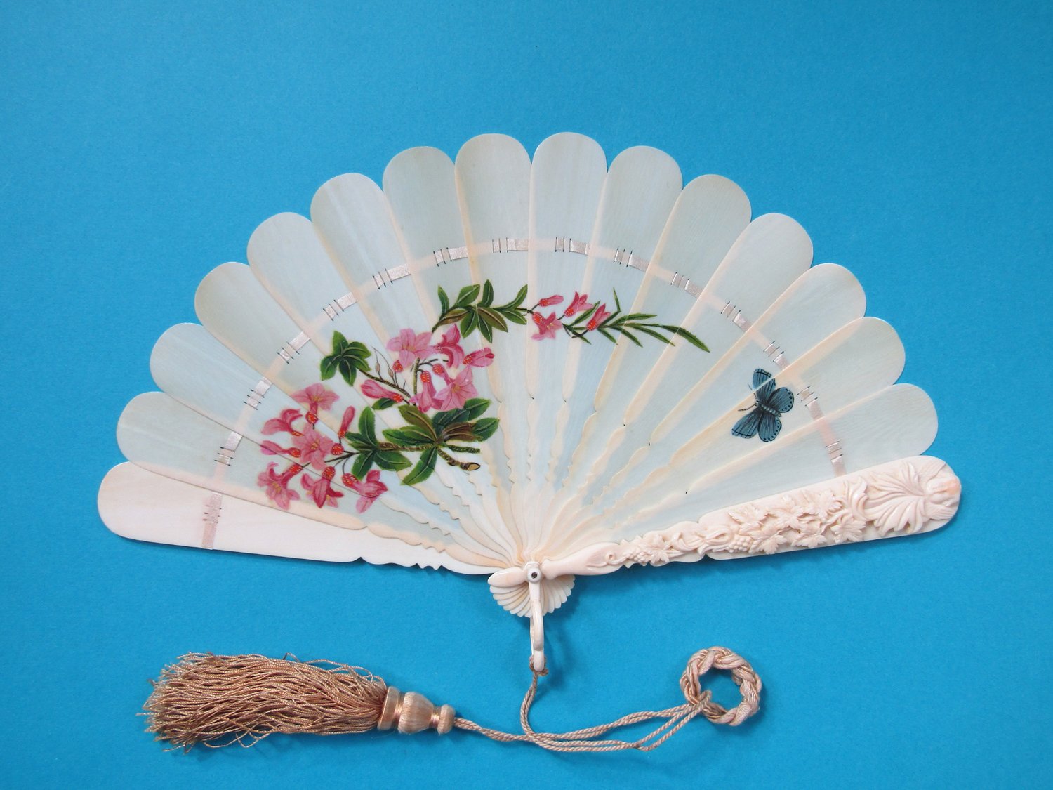 Carved and Painted Dieppe Brise Fan