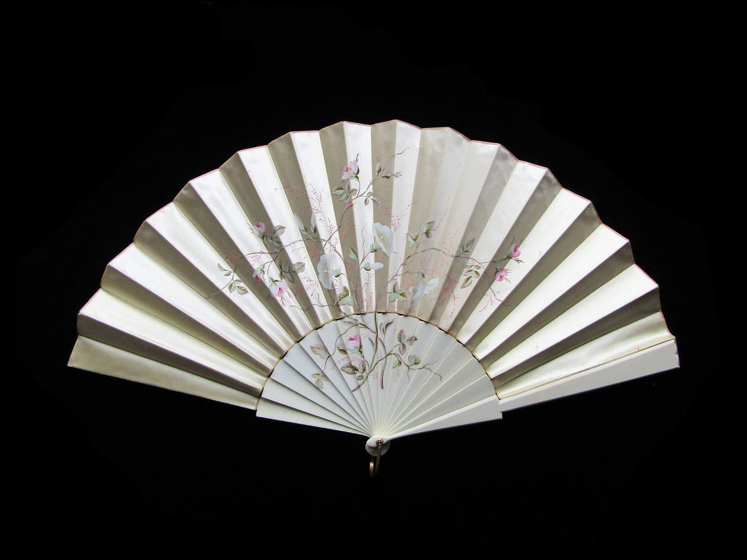 Victorian Hand Painted Satin Fan